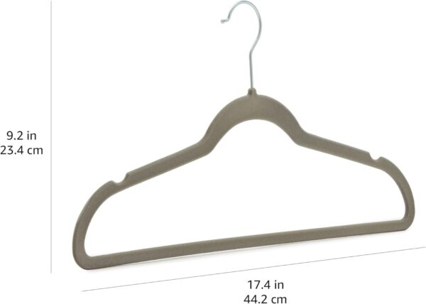 Amazon Basics Slim, Velvet, Non-Slip Suit Clothes Hangers, Gray/Silver - Pack of 50 - Image 6