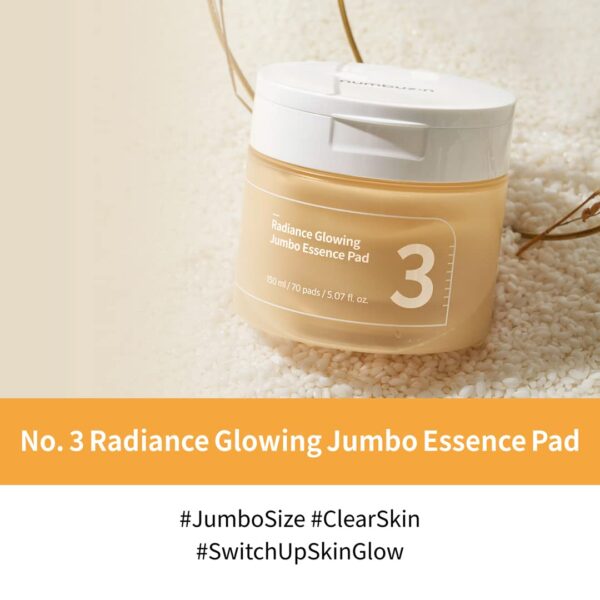 numbuzin No.3 Radiance Glowing Jumbo Essence Pad | Clear Glass Skin, Skin Radiance, Texture Care | Biodegradable Vegan Pads, Fermented Ingredients, Niacinamide | Korean Skin Care | 70 pads/5.07 Fl Oz - Image 2