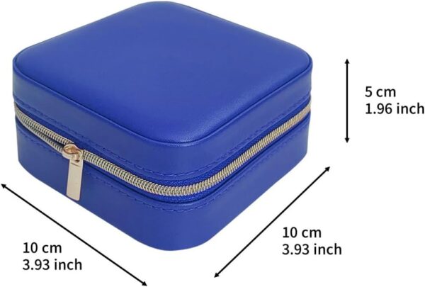 Jewelry Travel Case with Mirror,Small Travel Jewelry Organizer, Portable Jewelry Box Travel Mini Organizer Portable Display Storage Box For Rings Earrings Necklaces (NavyBlue) - Image 3