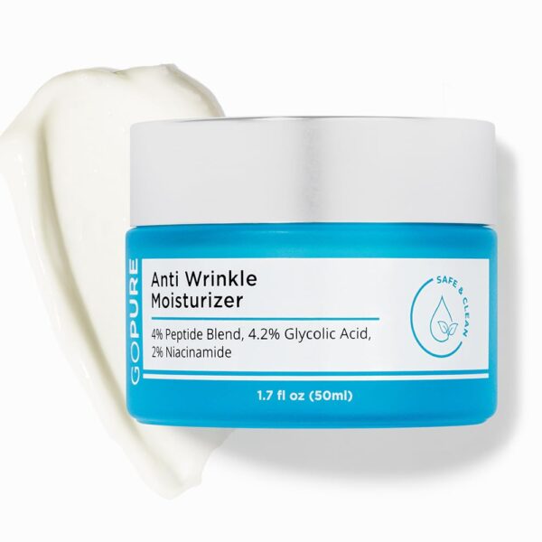 goPure Glyco-Peptide Anti Wrinkle Face Cream - Hyaluronic Acid Moisturizer for Face with Glycolic Acid, Peptides, and Vitamin E - Hydrating Facial Moisturizer with Anti-Aging Formula - 1.7 fl oz - Image 6