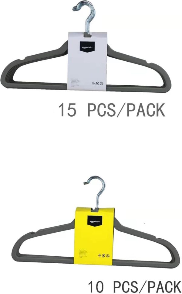 Amazon Basics Slim, Velvet, Non-Slip Suit Clothes Hangers, Gray/Silver - Pack of 50 - Image 5