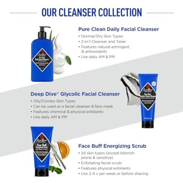 Jack Black Pure Clean Daily Facial Cleanser for Men - Mens Face Wash, Jack Black Face Wash Men\'s, Face Wash for Men, Face Cleanser for Men, 2-in-1 Facial Cleanser & Face Toner for Men, Gifts for Men - Image 6