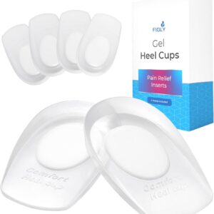 Heel Cushions for Heel Pain Relief (4 Pack) - Heel Spur Relief Products Heel Pads Heel Inserts Women Gel Heel Cups Heel Pain Men Heel Cups Plantar Fasciitis, Heel Supports Heel Pain Shoe