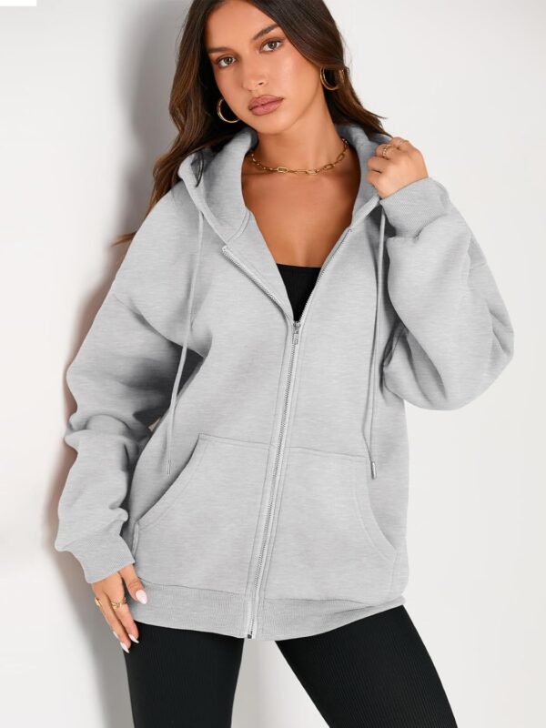 EFAN Women\'s Drawstring Zip Up Cute Hoodies Fall Jacket Oversized Casual Sweatshirts with Pocket - Image 4