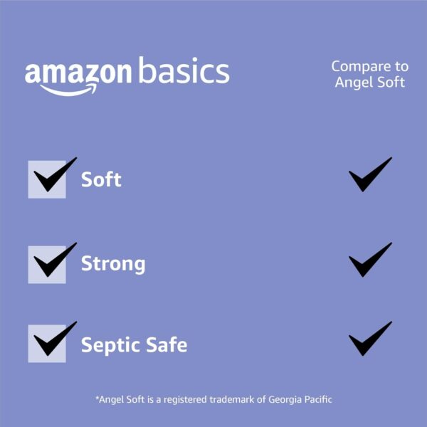 Amazon Basics 2-Ply Toilet Paper 6 Rolls = 24 Regular Rolls, 350 Sheets, (1 Pack of 6), Unscented - Image 2