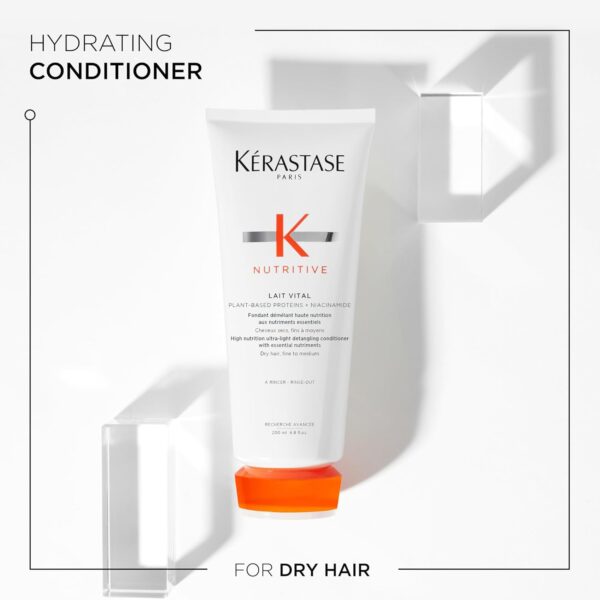 Kerastase Nutritive Lait Vital Hydrating Conditioner | Adds Moisture, Shine, and Nourishment | Smoothing and Softening Deep Conditioner | With Niacinamide | For Fine to Medium Dry Hair - Image 3
