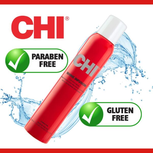 CHI Shine Infusion Thermal Polishing Spray, Adds Shine, Controls Frizz & Split Ends for All Hair Types - Unisex, Sulfate & Paraben-Free - 5.3 Oz - Image 6