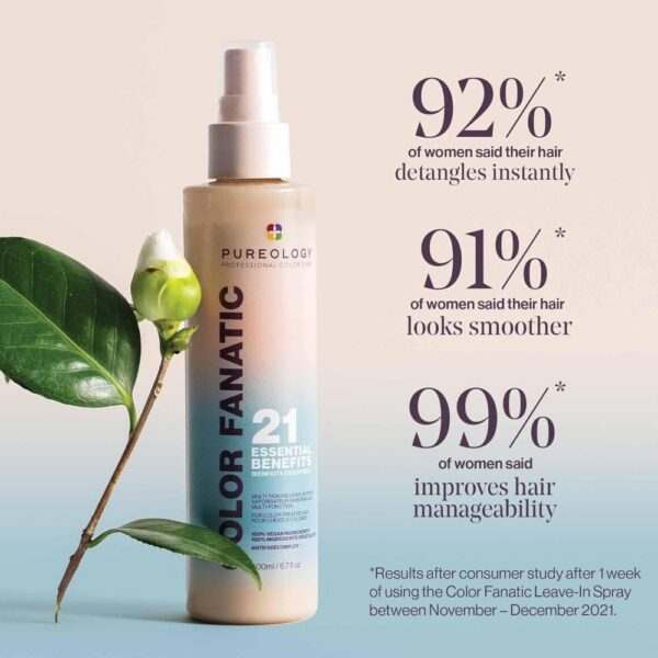 Pureology Color Fanatic Leave-in Conditioner | Hair Treatment and Detangler Spray | Smooths Frizz and Protects Hair Color From Fading | Heat Protectant | Vegan - Image 3