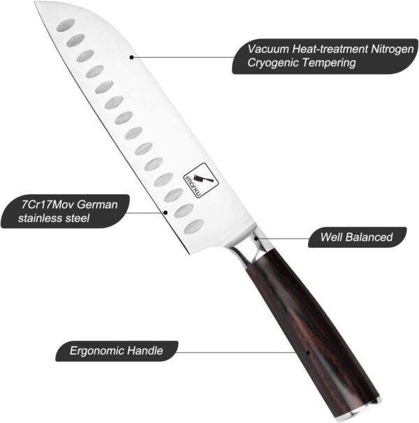 imarku Chef Knife 7 Inch Kitchen Knife Ultra Sharp Santoku Knife - 7Cr17Mov Japanese Chefs Knife, Kitchen Gadgets 2024, Birthday Gifts for Him Her, Best Christmas Gifts for Women Men - Image 2