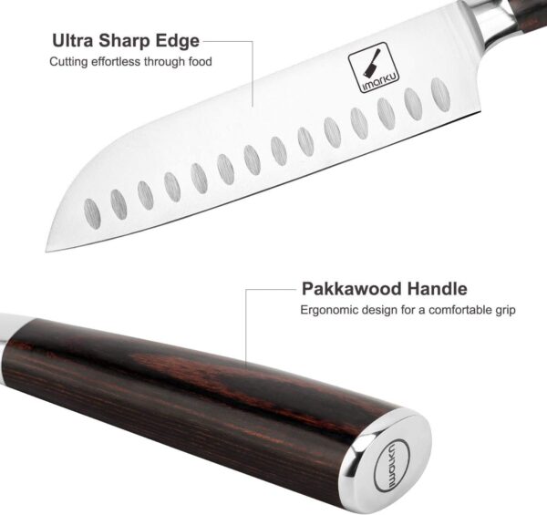 imarku Chef Knife 7 Inch Kitchen Knife Ultra Sharp Santoku Knife - 7Cr17Mov Japanese Chefs Knife, Kitchen Gadgets 2024, Birthday Gifts for Him Her, Best Christmas Gifts for Women Men - Image 3
