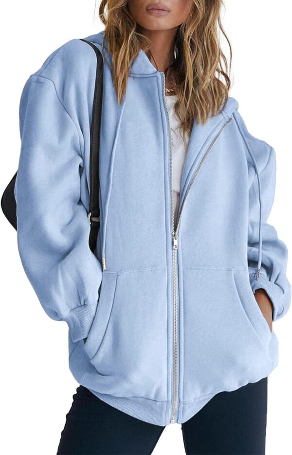 EFAN Women\'s Drawstring Zip Up Cute Hoodies Fall Jacket Oversized Casual Sweatshirts with Pocket - Image 6