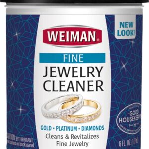 Weiman Fine Jewelry Cleaner Liquid with Cleaning Brush – Restores Shine & Brilliance to Gold, Platinum, Precious Gemstones & Diamond Jewelry, 6 Oz