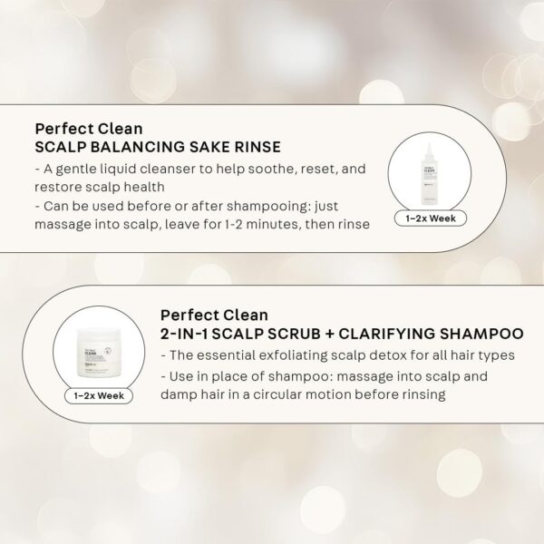 NATURELAB. TOKYO Perfect Clean Clarifying Scalp Scrub 2-in-1 Shampoo and Scalp Scrub Hair Treatment (8.1 oz) & Perfect Clean Scalp Balancing Sake Rinse (7 oz) - Image 2