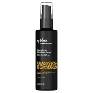 MY BLACK IS BEAUTIFUL Detangler Spray, Sulfate Free, for Curly and Coily Hair with Coconut Oil, Honey and Turmeric, 7.6 fl oz
