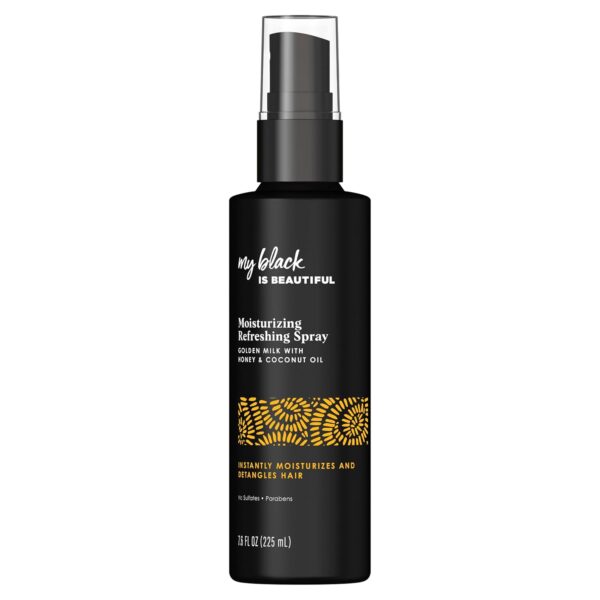 MY BLACK IS BEAUTIFUL Detangler Spray, Sulfate Free, for Curly and Coily Hair with Coconut Oil, Honey and Turmeric, 7.6 fl oz