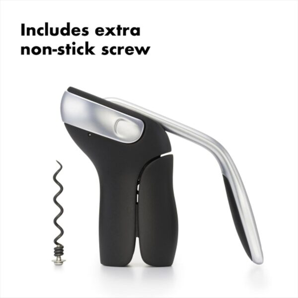 OXO Steel Vertical Lever Corkscrew with Removable Foil Cutter - Image 2