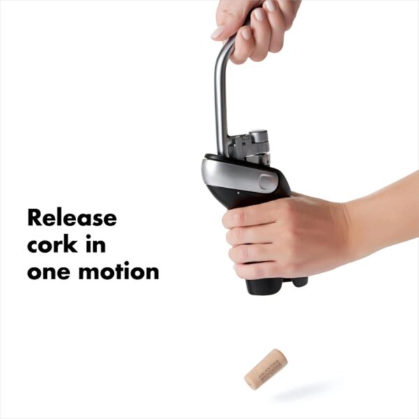 OXO Steel Vertical Lever Corkscrew with Removable Foil Cutter - Image 4