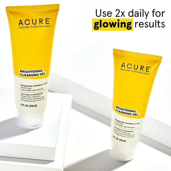 Acure Bestselling Duo Kit - Brightening Facial Scrub & Cleansing Gel - All Skin Types - Cleanse With Pomegranate, Blackberry & Acai - Scrub With Sea Kelp & French Green Clay - Image 4