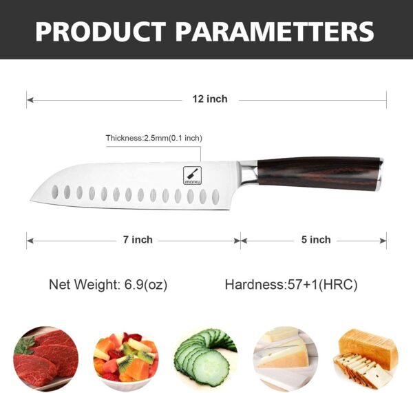 imarku Chef Knife 7 Inch Kitchen Knife Ultra Sharp Santoku Knife - 7Cr17Mov Japanese Chefs Knife, Kitchen Gadgets 2024, Birthday Gifts for Him Her, Best Christmas Gifts for Women Men - Image 5