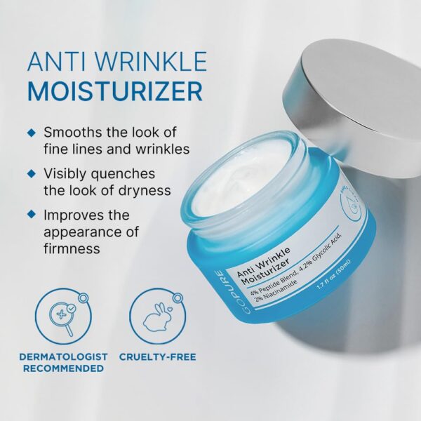 goPure Glyco-Peptide Anti Wrinkle Face Cream - Hyaluronic Acid Moisturizer for Face with Glycolic Acid, Peptides, and Vitamin E - Hydrating Facial Moisturizer with Anti-Aging Formula - 1.7 fl oz - Image 3