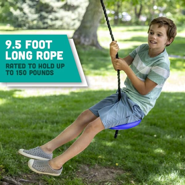 Squirrel Products Heavy Duty Plastic Tree Swing - Disc Rope Swing with Leg Protectors - Additions & Replacements - Outdoor Play Equipment - Blue - Image 6