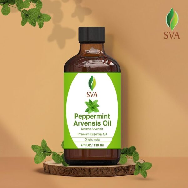 SVA Peppermint Essential Oil – 4 Fl Oz – 100% Natural Peppermint Oil - for Diffuser, Hair Care, Face, Skin Care, Aromatherapy, Scalp and Body Massage, Soap and Candle Making - with Dropper - Image 4