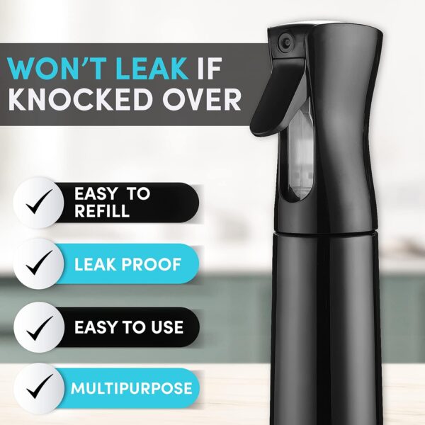 Hula Home Spray Bottle for Hair (10.1oz/300ml) - Powered by Flairosol® Spray Technology - Continuous Ultra Fine Mist Sprayer – For Hairstyling, Cleaning, Salons, Plants, Essential Oil & More - Black - Image 5