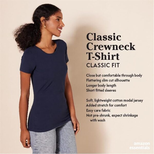 Amazon Essentials Women\'s Classic-Fit Short-Sleeve Crewneck T-Shirt, Multipacks - Image 2