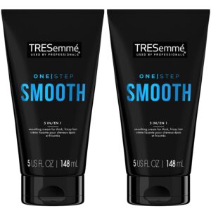 TRESemmé Hair Smoothing Cream 2-Pack – One Step Smooth 5-in-1 Anti-Frizz Hair Products for Thick Hair, Heat Protectant, 5 Oz Ea