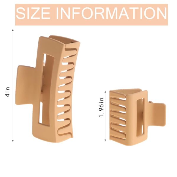 12 Pack Square Claw Clips, Big and Small Neutral Rectangle Hair Claw Clips, Non-slip Matte Large Hair Clips for Women,Strong Hold jaw clip for Thick Thin Hair (Neutral) - Image 2