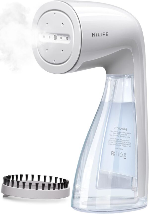 HiLIFE Steamer for Clothes, Handheld Clothes Steamer with Large 300ml Tank, 1100W Clothing Steamer, Fabric Wrinkle Remover, Portable & Compact Travel Size Garment Steamer ONLY FOR 120V (White)
