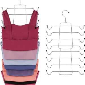 ZEDODIER 2 Pack Tank Top Hanger, Space Saving Bra Hanger, Non-Slip Hanging Sport Bras Holder, Closet Organizers and Storage for Camisoles Tank Tops Bras Ties Swimsuits Strappy Dress, Silver