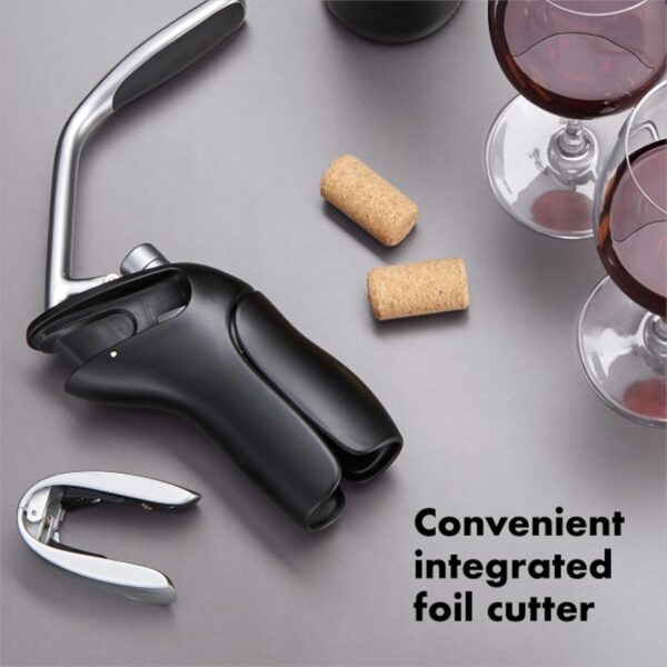 OXO Steel Vertical Lever Corkscrew with Removable Foil Cutter - Image 5