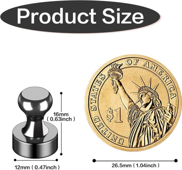 LOVIMAG 12Pcs Black Fridge Magnets, Small and Strong Magnets for Whiteboard, Office, Classroom, Map, Kitchen Accessories, Office Accessories, Locker Accessories - Image 3