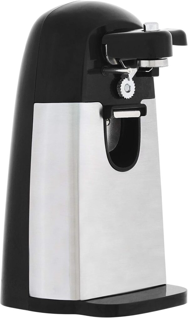 Amazon Basics Electric Can Openers for Kitchen, Powerful Stainless Steel Blade with Magnetic Lid Holder, Automatic, Countertop, Black