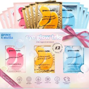 Grace & Stella Under Eye Patches, Christmas Gifts for Women (12 Pairs) Christmas Gifts for Mom, Eye Patches for Puffy Eyes and Dark Circles, Vegan Eye Mask, Birthday Gifts for Women, Stocking Stuffers