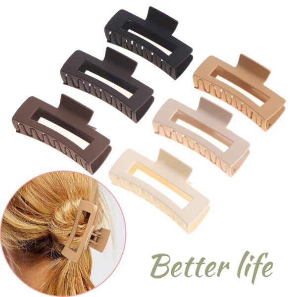12 Pack Square Claw Clips, Big and Small Neutral Rectangle Hair Claw Clips, Non-slip Matte Large Hair Clips for Women,Strong Hold jaw clip for Thick Thin Hair (Neutral) - Image 5
