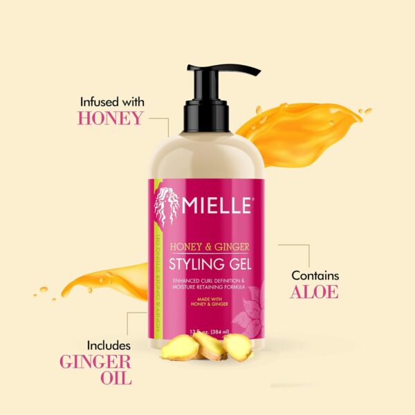 Mielle Organics Honey & Ginger Styling Gel for Enhanced Curl Definition and Moisture Retaining with Aloe for Dry, Curly, Thick, and Frizzy Hair, Non-Sticky, 13 Ounces - Image 3