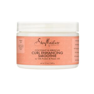 SheaMoisture Smoothie Curl Enhancing Cream Coconut and Hibiscus for Thick, Curly Hair Sulfate Free and Paraben Free 12 oz