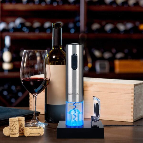 Secura Electric Wine Opener, Automatic Electric Wine Bottle Corkscrew Opener with Foil Cutter, Rechargeable (Stainless Steel) - Image 5