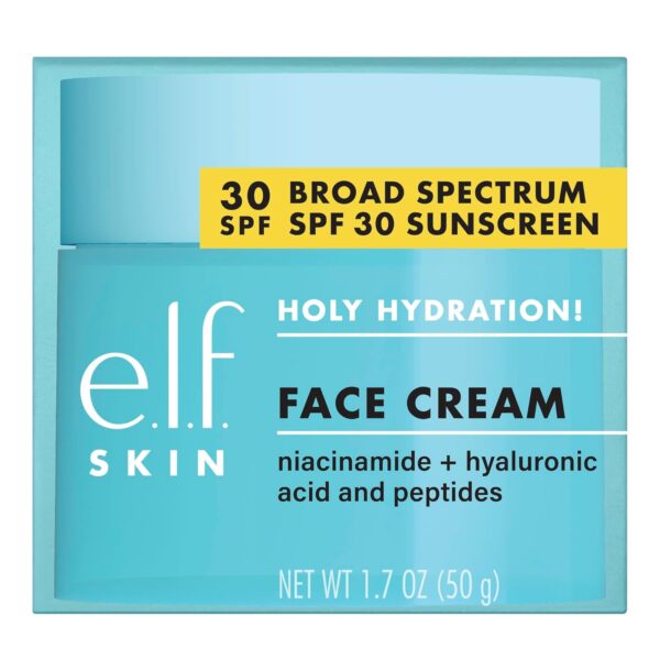 e.l.f. SKIN Holy Hydration! Face Cream - Broad Spectrum SPF 30 Sunscreen, Moisturizes & Softens Skin, Quick-Absorbing & Ultra-Hydrating, 1.8 Oz (50g) - Image 5