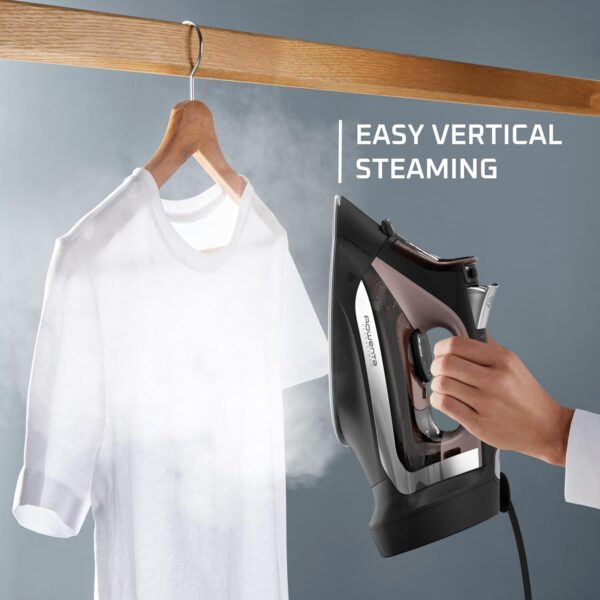 Rowenta, Iron, Access Stainless Steel Soleplate Steam Iron with Retractable Cord, Powerful Steam Diffusion, Auto-off, Anti-Drip, 1725 Watts, Ironing, Black Clothes Iron, DW2459 - Image 5