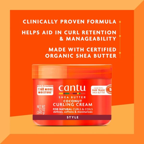 Cantu Coconut Curling Cream for Natural Hair with Pure Shea Butter, 12 oz (Pack of 2) - Image 3