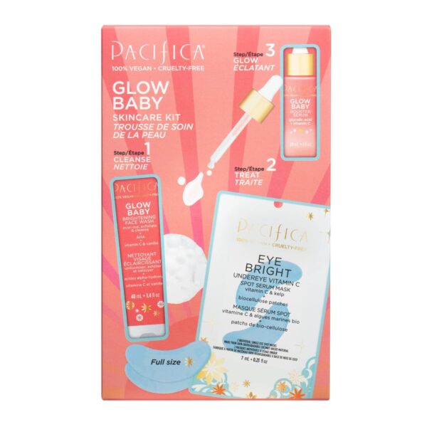 Pacifica Beauty | Glow Baby Vitamin C Trial + Value Kit | 3-Piece Skin Care Gift Set | Travel Friendly | Brightening Face Serum, Face Wash/Cleanser, Under Eye Patches | Glycolic Acid, AHA | Vegan - Image 6