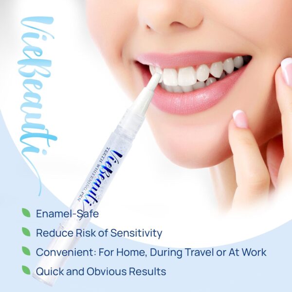 VieBeauti Teeth Whitening Pen (3 Pcs), 30+ Uses, Effective, Painless, No Sensitivity, Travel-Friendly, Easy to Use, Beautiful White Smile, Mint Flavor - Image 5