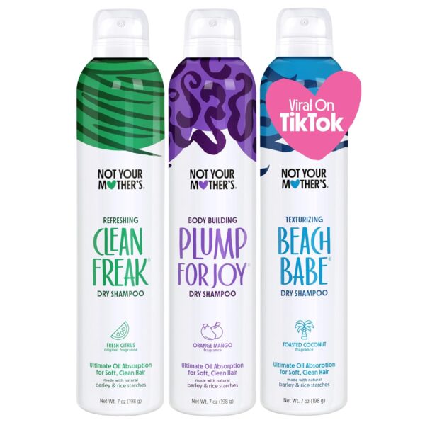 Not Your Mother\'s Dry Shampoo Assortment (3-Pack) - 7 oz - Clean Freak Dry Shampoo, Plump for Joy Dry Shampoo, Beach Babe Dry Shampoo - Instantly Absorbs Oil in Hair