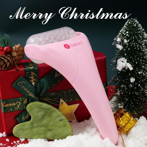 BAIMEI IcyMe Ice Roller for Face Women and Gua Sha Facial Tool Set, Ice Face Roller Reduces Puffiness, Relieves Migraines, Skin Care Tools, Self Care Gift for Women - Pink - Image 5