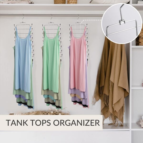 ZEDODIER 2 Pack Tank Top Hanger, Space Saving Bra Hanger, Non-Slip Hanging Sport Bras Holder, Closet Organizers and Storage for Camisoles Tank Tops Bras Ties Swimsuits Strappy Dress, Silver - Image 4