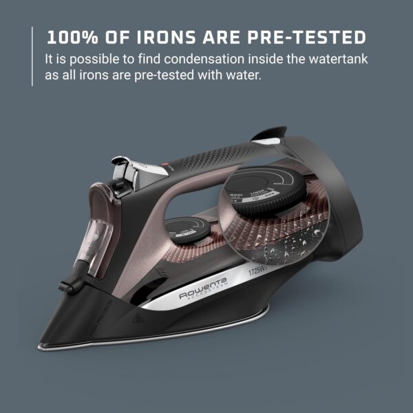 Rowenta, Iron, Access Stainless Steel Soleplate Steam Iron with Retractable Cord, Powerful Steam Diffusion, Auto-off, Anti-Drip, 1725 Watts, Ironing, Black Clothes Iron, DW2459 - Image 4