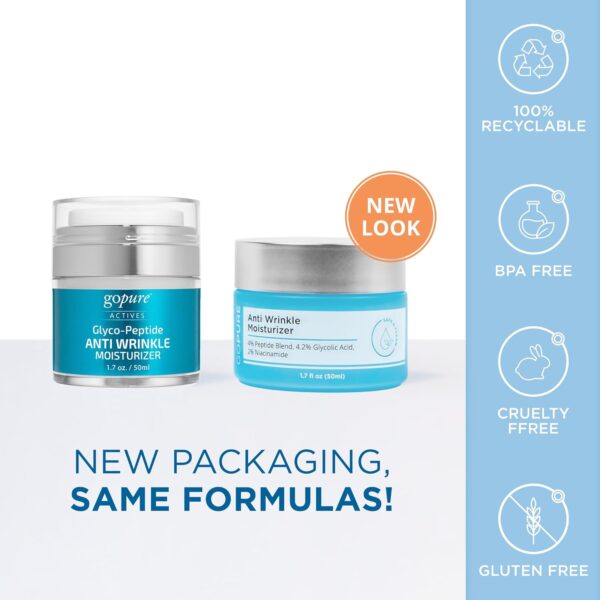 goPure Glyco-Peptide Anti Wrinkle Face Cream - Hyaluronic Acid Moisturizer for Face with Glycolic Acid, Peptides, and Vitamin E - Hydrating Facial Moisturizer with Anti-Aging Formula - 1.7 fl oz - Image 4
